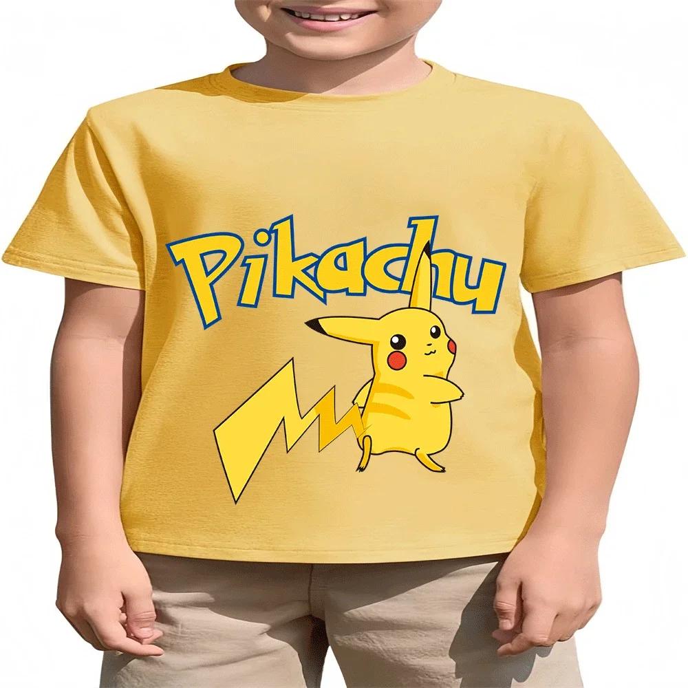 Pikachu Anime Kids Cotton T Shirt Summer 214Y Casual Daily Children Top Hot Sale