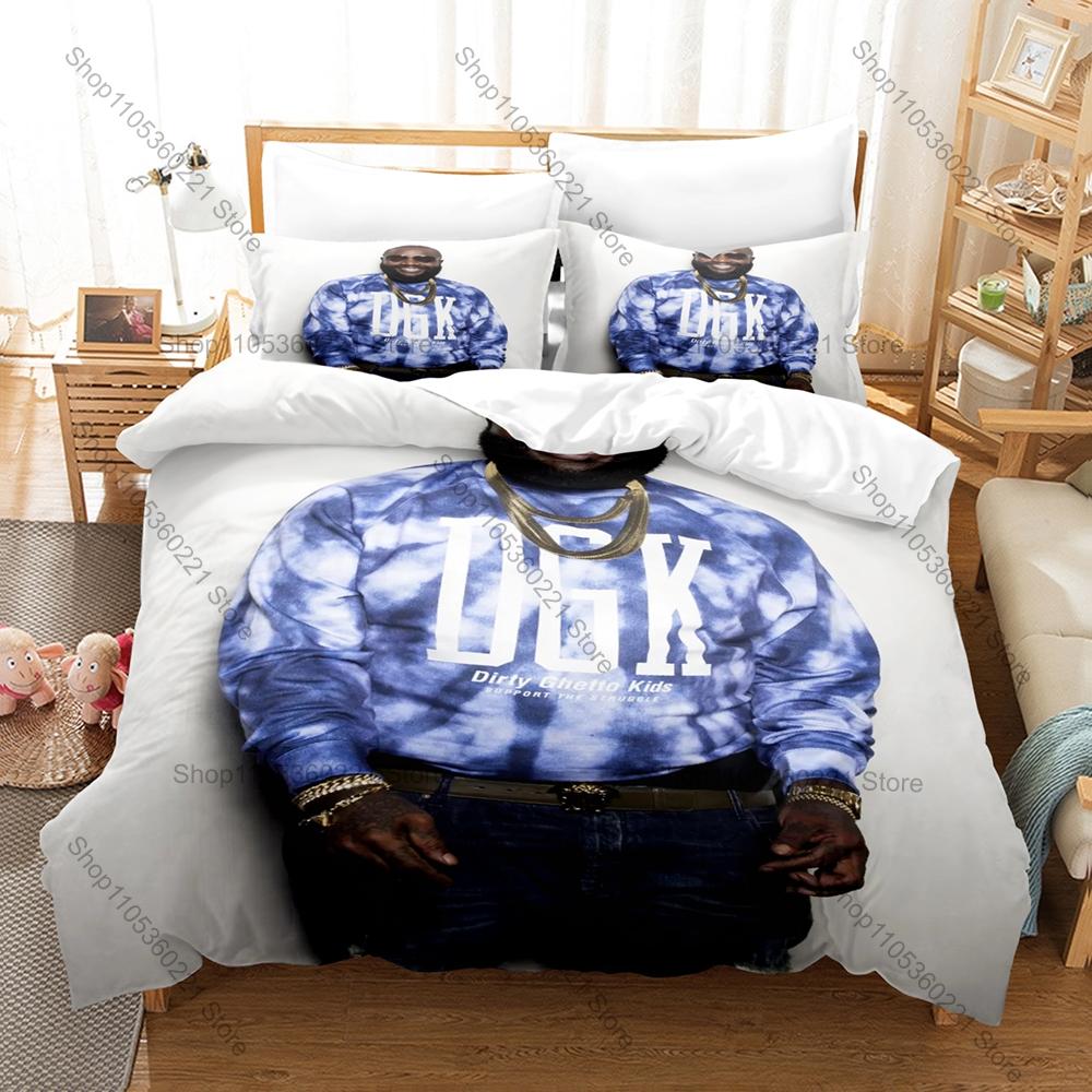Famous Rapper Rick Ross Duvet Cover + 2 Pillowcases, Stylish Printed Bedding for Home & Dorm