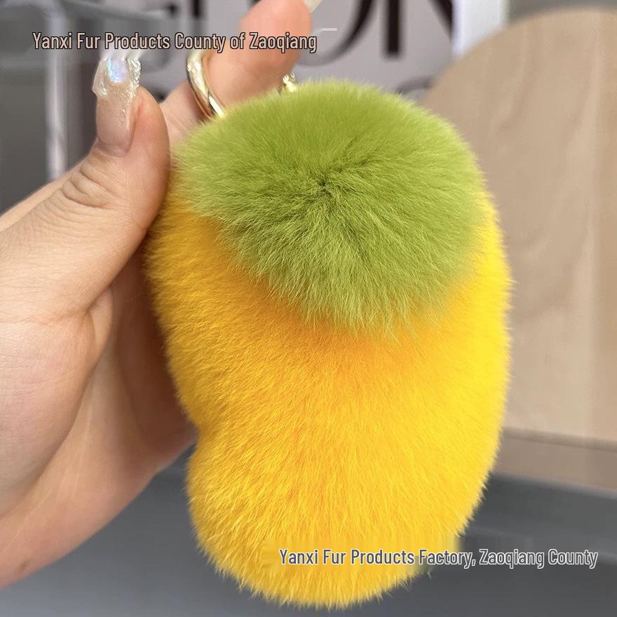 Rex Rabbit Fur Mango Keyring Plush Doll Charm