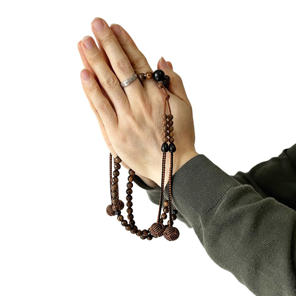 Myorenka Shingon Buddhist Formal Prayer Beads for 108 Natural Wooden Furiwake Shaku San Ebony Odamaki Includes Prayer Bead Amulet Prayer Wooden Prayer