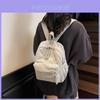 Solid Color Stripes Corduroy Small Backpack For School Travel Students With Zipper Closure