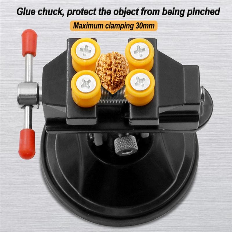 AD23-1 PCS Cup-Type Mini Vise Vise 360-Degree Rotatable Small Vise Vise Mini Walnut Pliers Silver