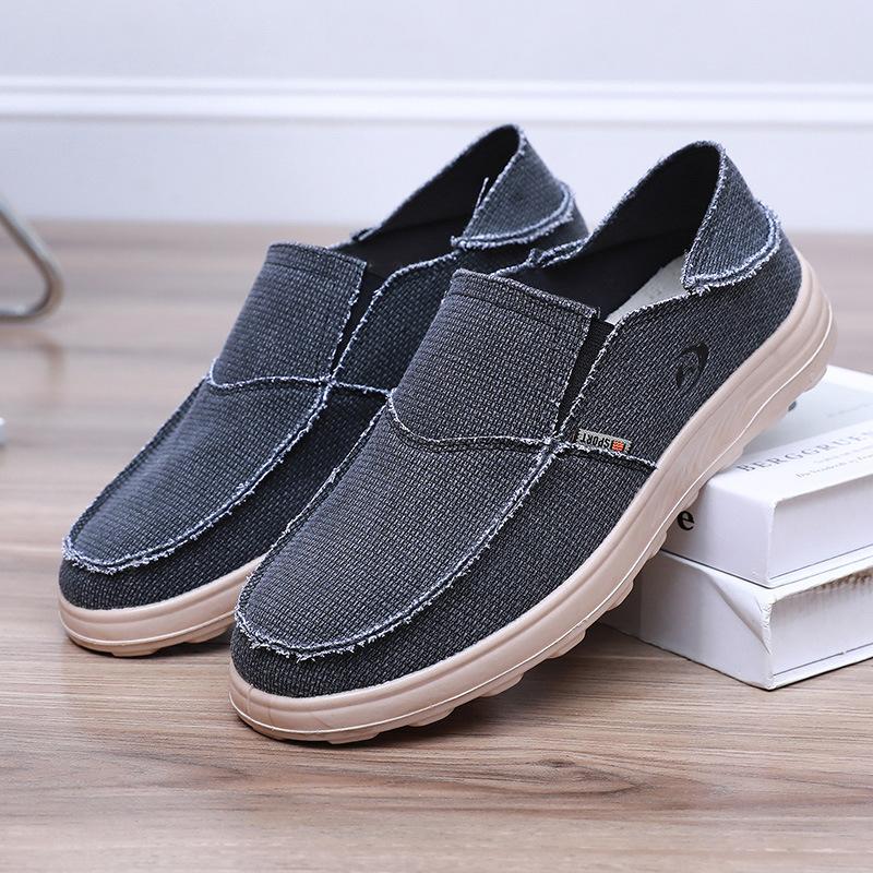 2025 Spring New Shoes Men's Casual Canvas Shoes One Pedal Breathable Lightweight Dual-purpose Lazy Shoes Foreign Trade Single Shoes