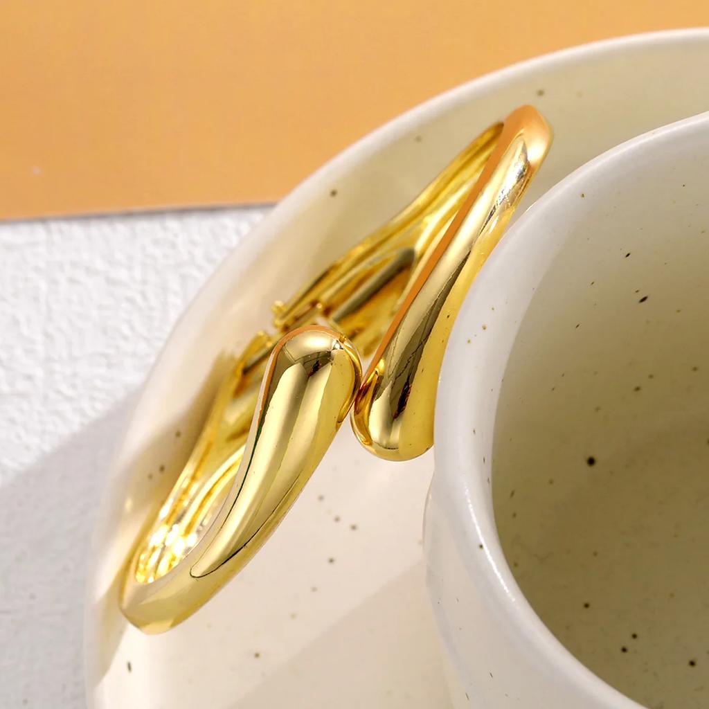 Simple Teardrop Shaped Bangle For Women Creative Gold Silver Color Adjustable Cuff Open Bracelet Girls  Jewelry