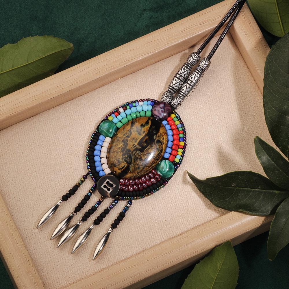 Bohemian Ethnic Leather Tassel Necklace