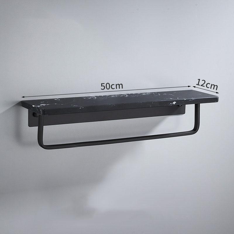 Black/White Marble Bathroom Shelf Wall-mounted Bathroom Storage Rack Aluminum Shower Stand With Rod Bathroom Accessory