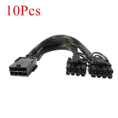 10Pcs 22cm GPU PCIE 8 Pin Female To Dual 2X 8 (6+2) Pin Male PCI Express Power Adapter Braided Y-splitter Extension Cable