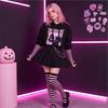 Women's Halloween Striped Over-the-Knee Socks and Gloves Set, Colorful Matching Party Costume Accessories