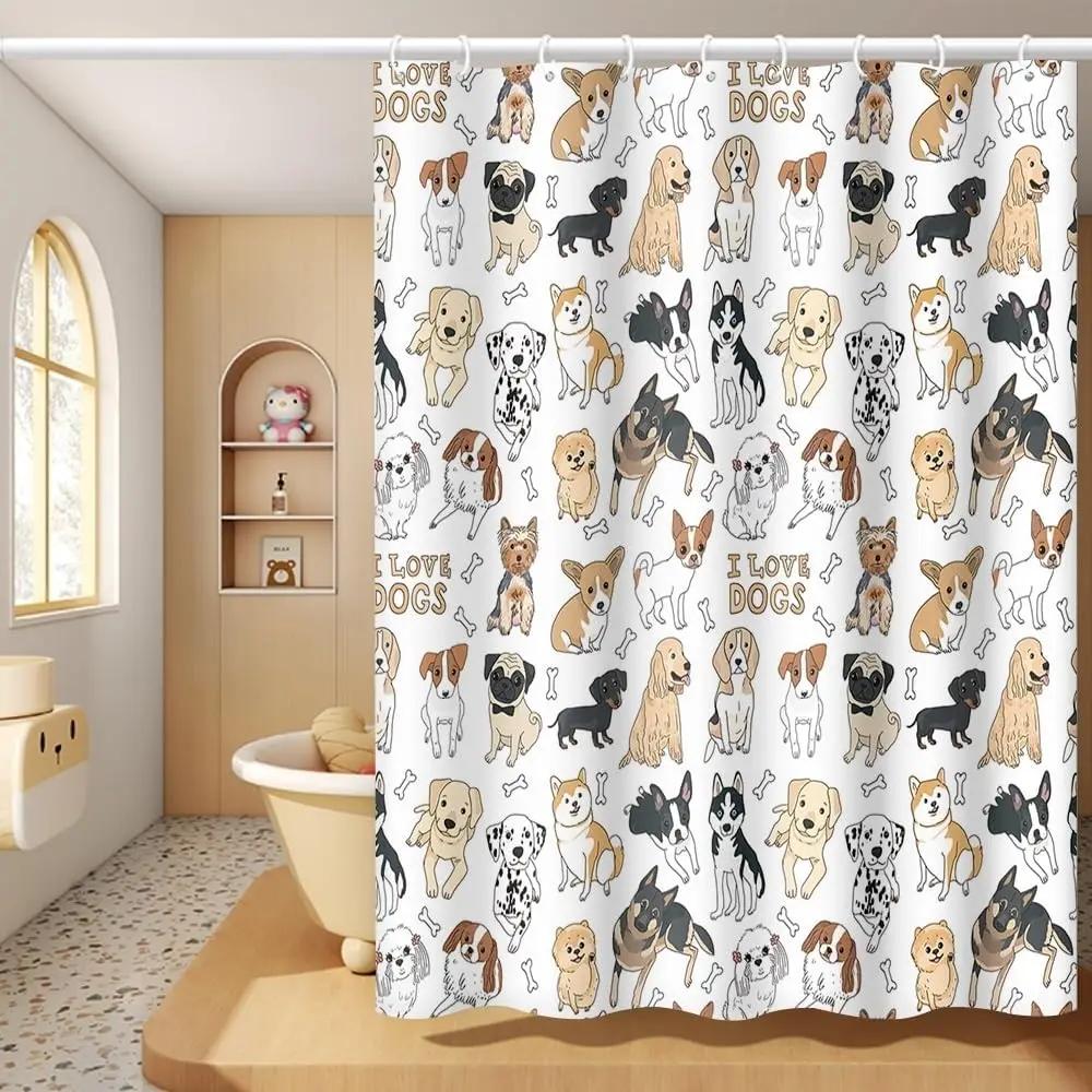 

Bathroom Natural Floral Shower Curtain - Blue And Pink Floral Wild Grass Botanical Pattern, Washable Polyester Fabric With Hooks W60H190(CM)-1 Pcs