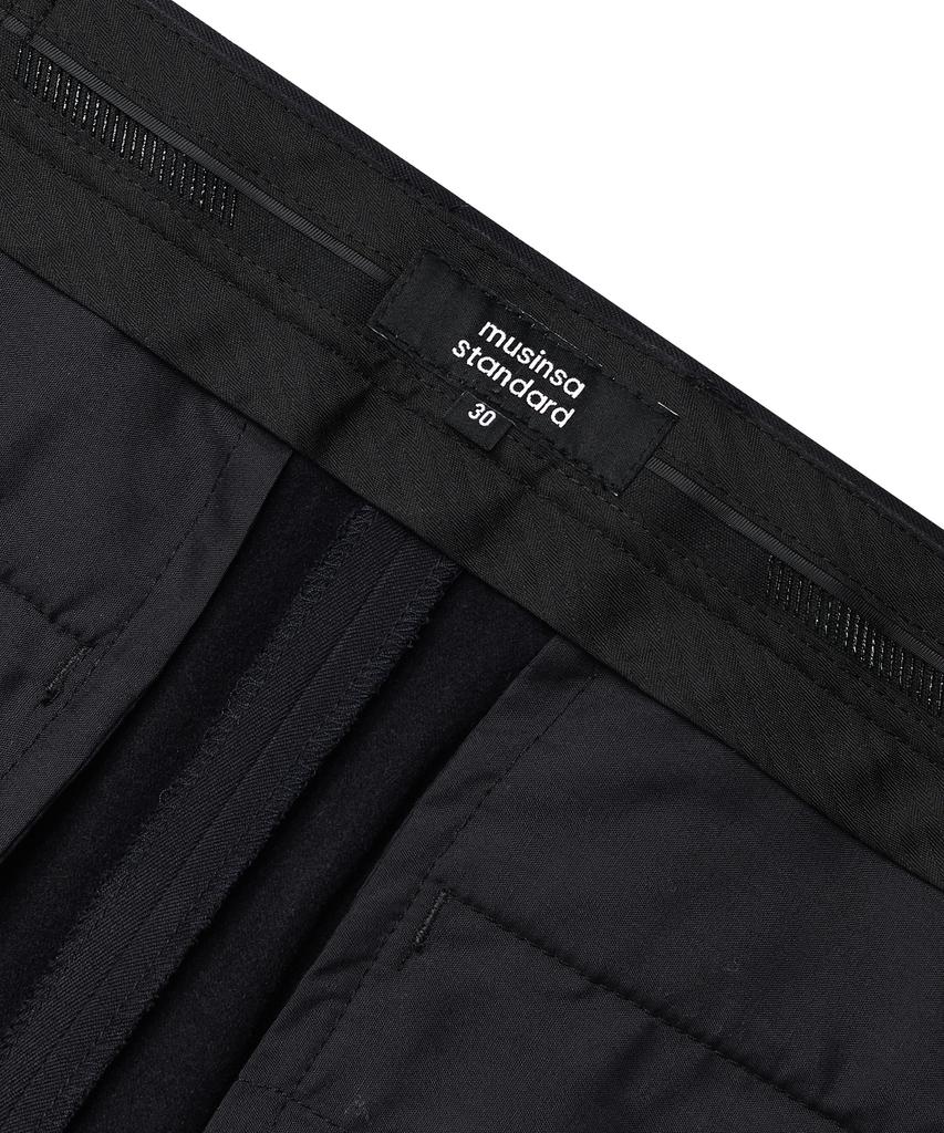 MUSINSA STANDARD Heavyweight Fleece-Lined Tapered Hidden Elastic Waist Length Slacks [Dark Gray]