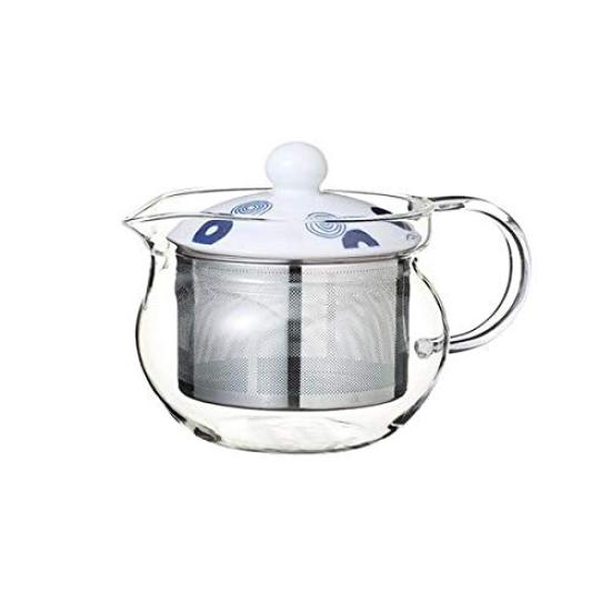 Hasami ware Indigo Japan glass pot with spiral and round pattern super stainless steel tea 46463 (with strainer) белый