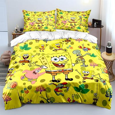 3PC Cartoon SpongeBob Printed Bedding Set for Kids Boys Girls New 3d Printed Bed Cover  Duvet Cover Pillow Case Bedroom Decor