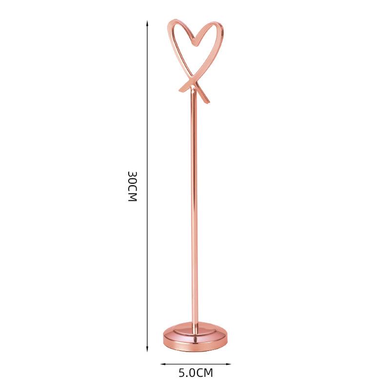 Heart-Shaped Stainless Steel Table Card Holder for Weddings, Restaurants, or Banquets.