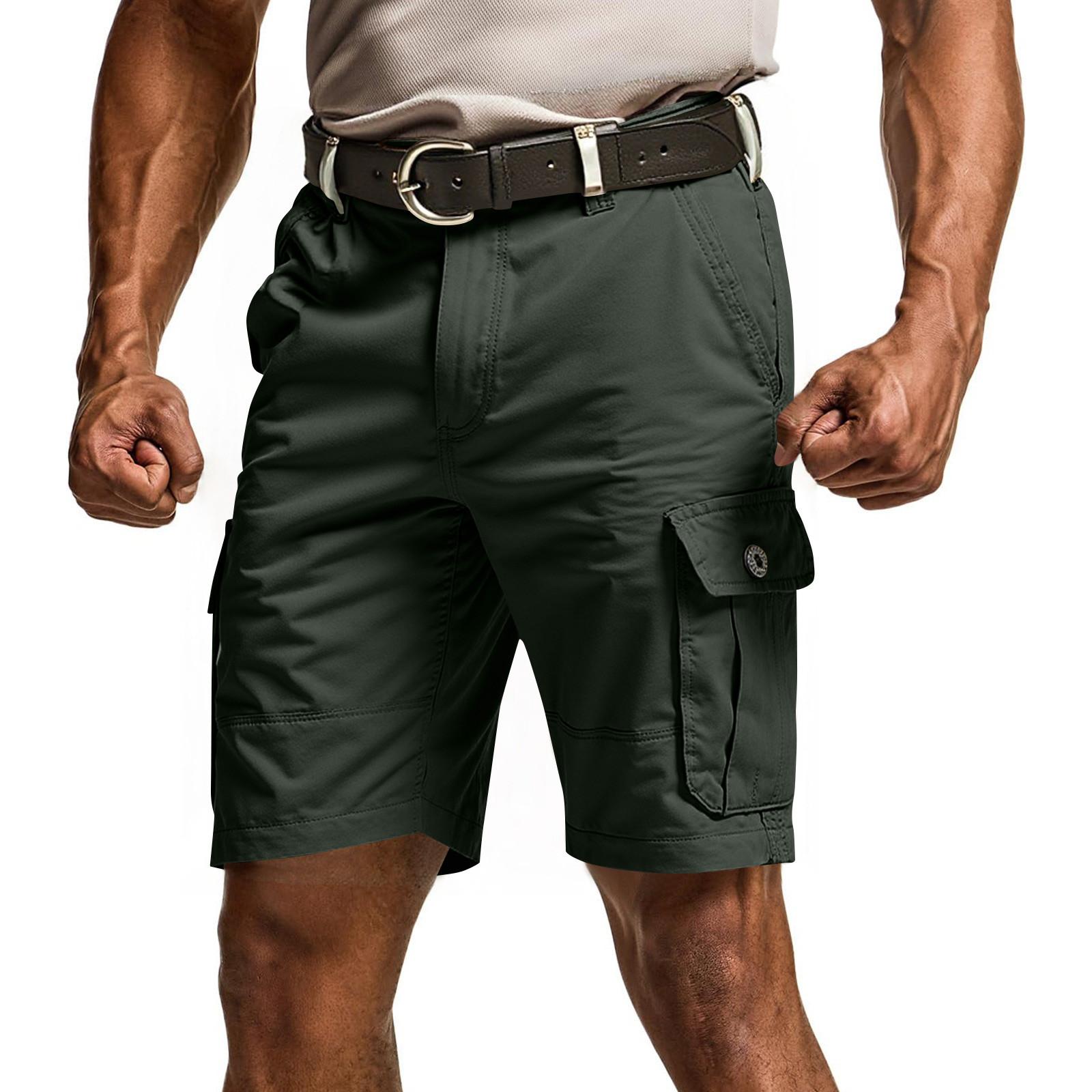 

Men s Solid Color Work Pants, Cotton Five Quarter Pants, Retro Washed Multi Pocket Straight Leg Work Pants XL армія зелений колір