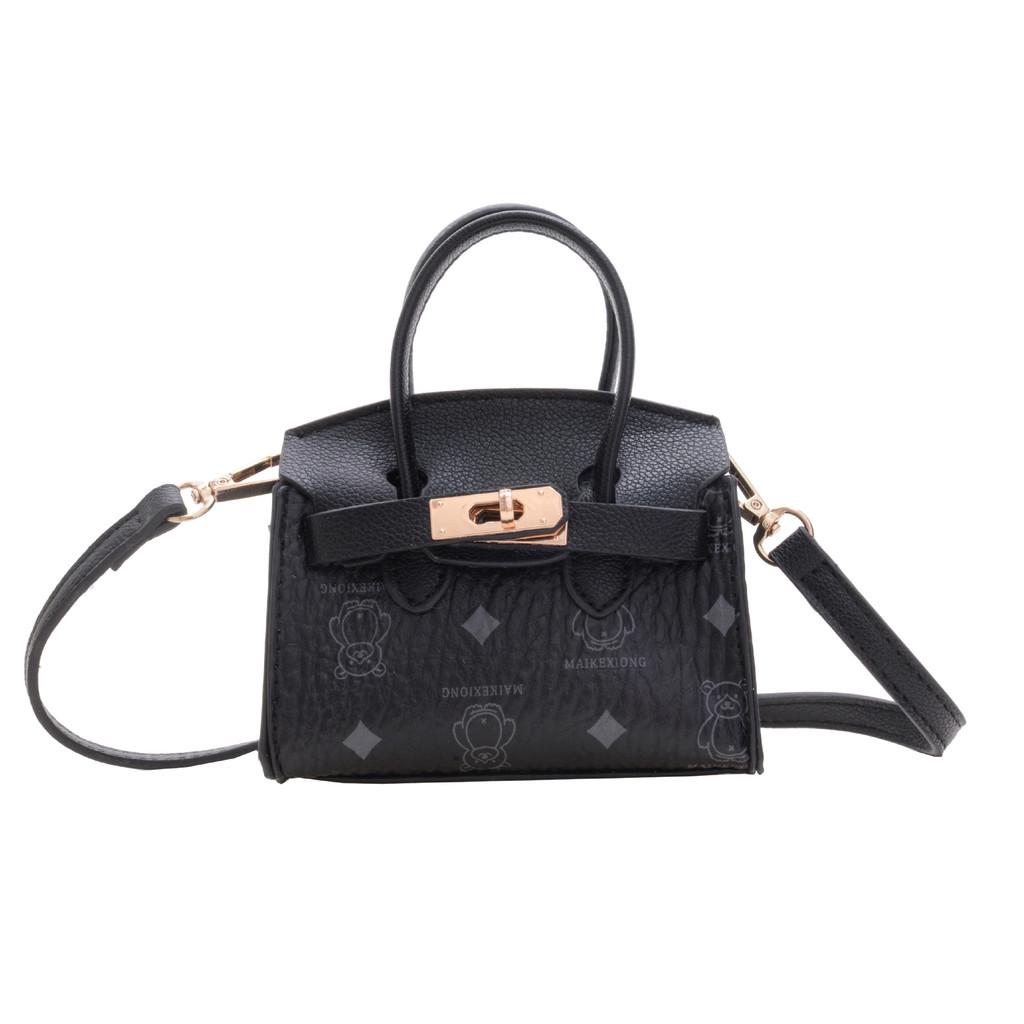 Childrens Mini Bear Print Pu Shoulder Bag With Storage For Daily Use