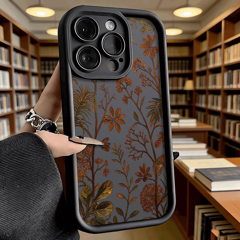 Autumn Botanical Leaves Pattern Phone Case for iPhone 17 16 15 14 13 12 11 Pro Max Plus Anti Scratch, Gel Flexible Protective