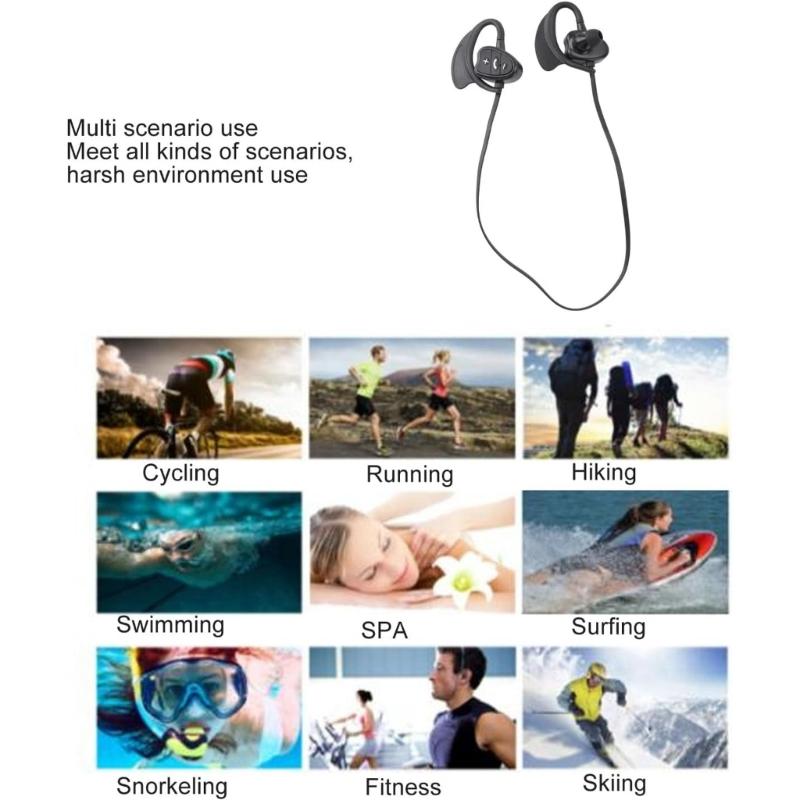 Wireless IPX8 Waterproof Underwater Headphones for Swimming Sports with Sound and 8H Playtimes