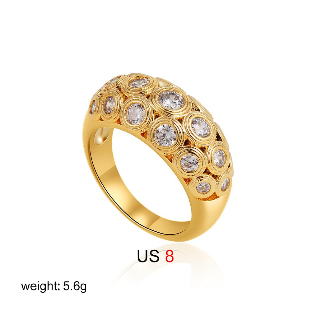 Zircon Ring for Women 18K Gold Plated Stainless Steel Geometric Circle Finger Ring Luxury Waterproof Wedding Jewelry Gifts