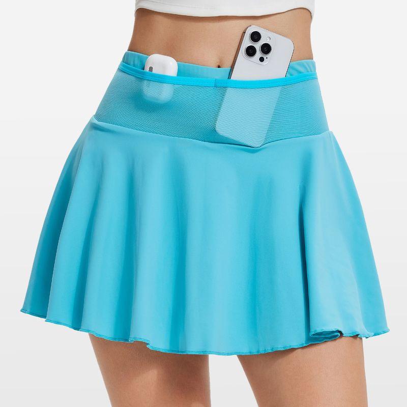 

Foreign Trade Anti-exposure Pocket Mesh Running Yoga Badminton Skirt Quick-Drying Women Fake Two-Piece Fitness Outdoor Tennis Skirt Sky Blue XL