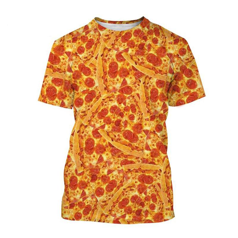 Sausage Pizza Pattern T Shirt Men Food 3D Printed Tees Summer Casual Round Neck Unisex Oversized Tops Short Sleeves T-Shirts