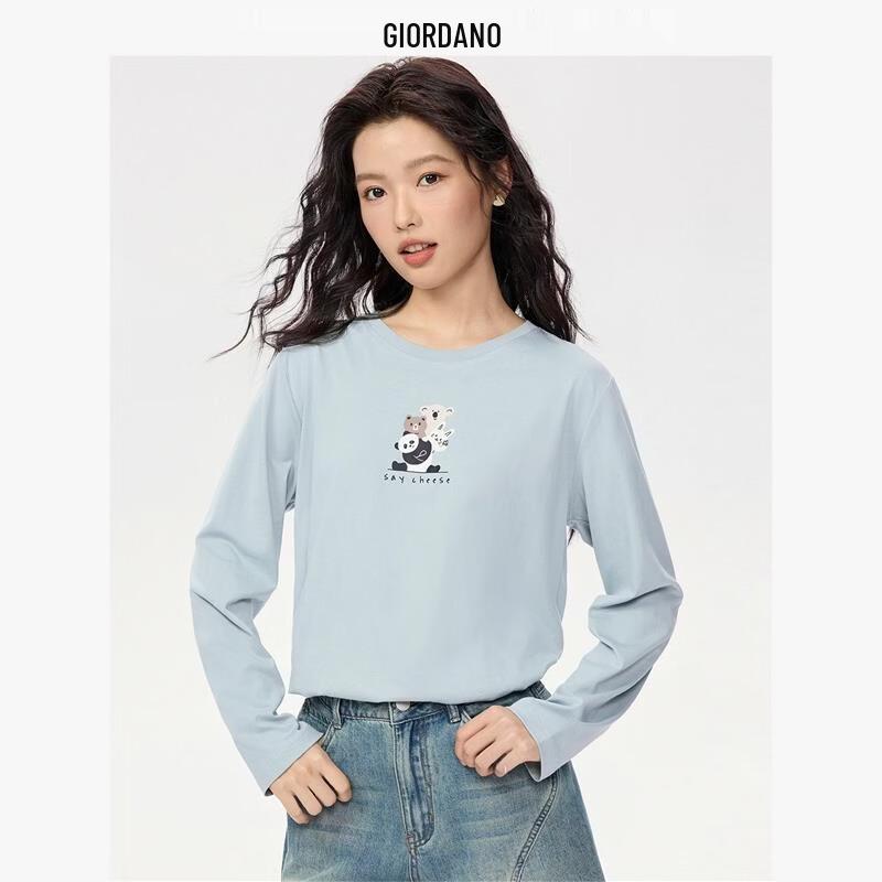 Giordano Women s Animal Print Cotton Long Sleeve T-Shirt M