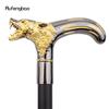 Golden Black Wolf Head Biting Walking Cane Fashion Decorative Walking Stick Gentleman Elegant Cosplay Cane Knob Crosier 92cm