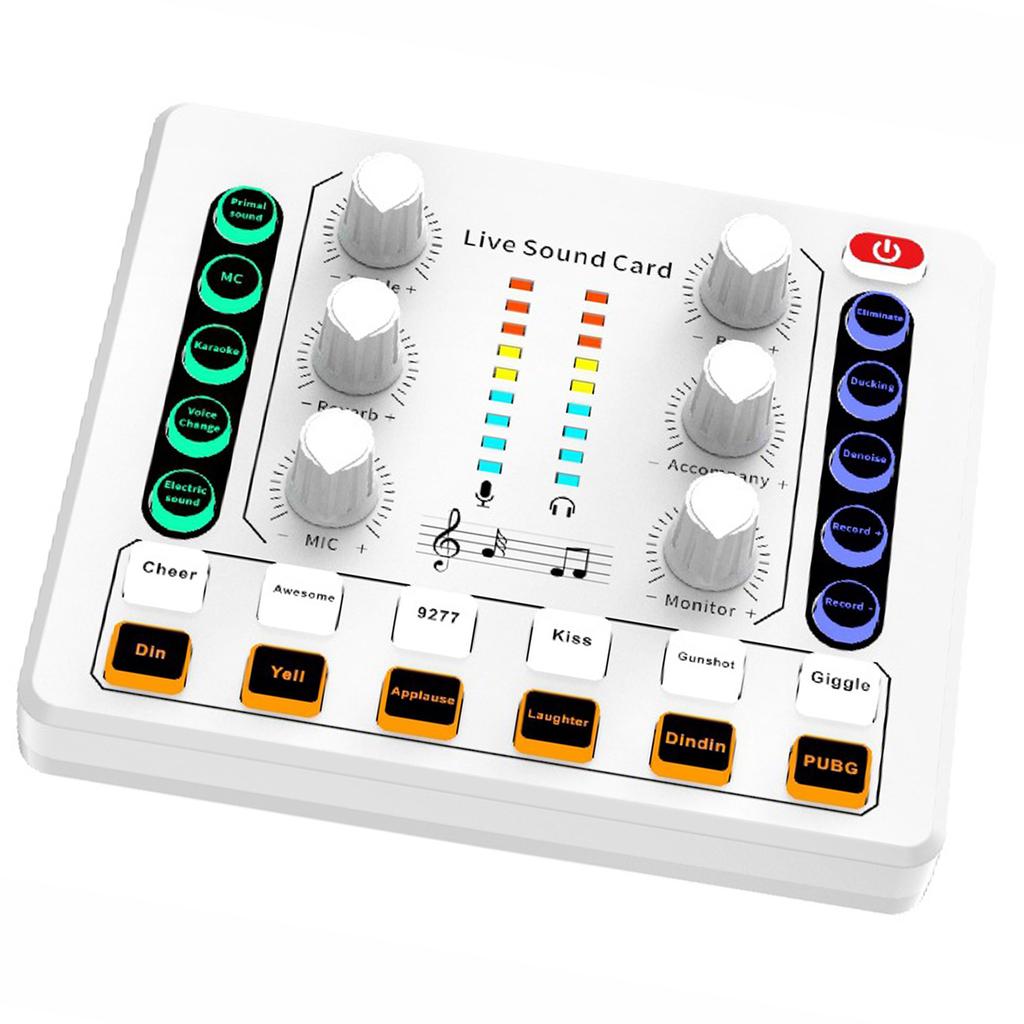Sound Mixer Live Sound Card Voice Changer Podcast Equipment for Phone Gaming Karaoke Live Streaming/Podcasting/Gaming