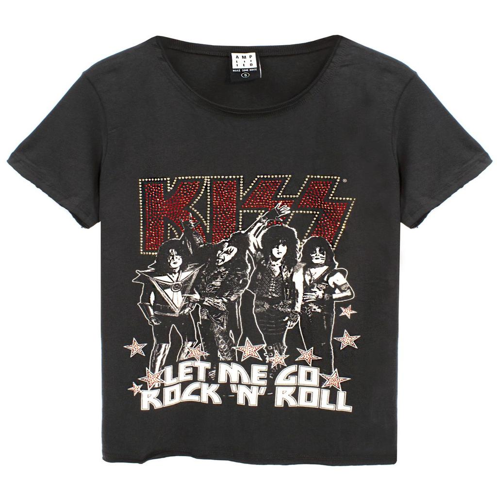 Amplified Womens/Ladies Let Me Go Rock N Roll Kiss Diamante T-Shirt