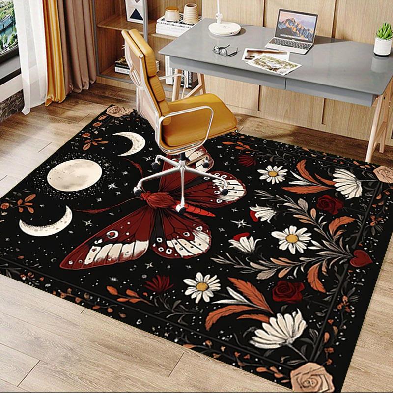 1pc Butterfly Flowers Carpet Anti Slip Polyester Floor Mat for office.Bedroom