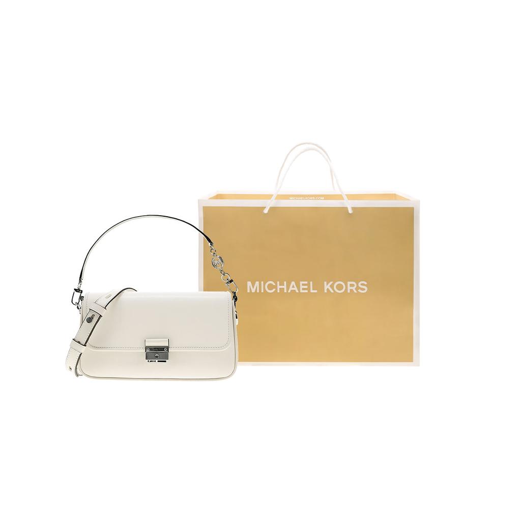 New MICHAEL KORS Bradshaw Cow Leather Baguette Shoulder Bag Women's Pure White 30S1S2BL1L-085