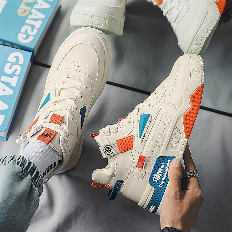 

Wear-resistant and non-slip men s shoes 2024 autumn new breathable high-top men s trendy versatile thick-soled heightening board shoes men s 39 бежевый