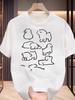 Minimalist Dog T-Shirt Japanese Style Poodle Graphic Tee Kawaii Puppy Print Streetwear Loose Fit Summer Top for Men Women