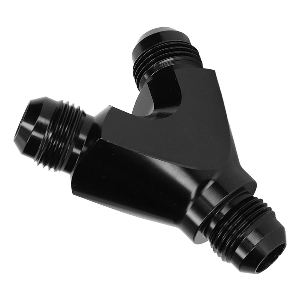 Schwarz Eloxierter 3-Wege Y-Block Fitting Adapter Aluminium Autozubehör 8AN Außengewinde auf 2X AN8 8AN Außengewinde