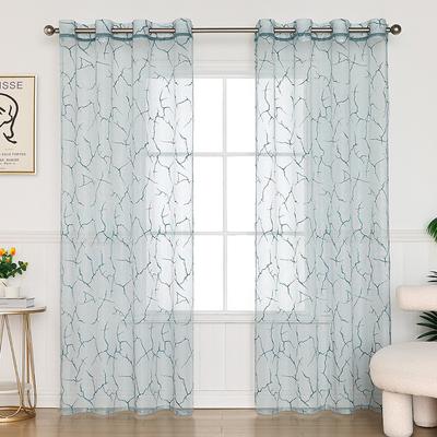 Rideaux de fenêtre voilés blancs à motifs floraux, Rideaux filtrant la lumière pour la vie privée pour salon, chambre à coucher, cuisine