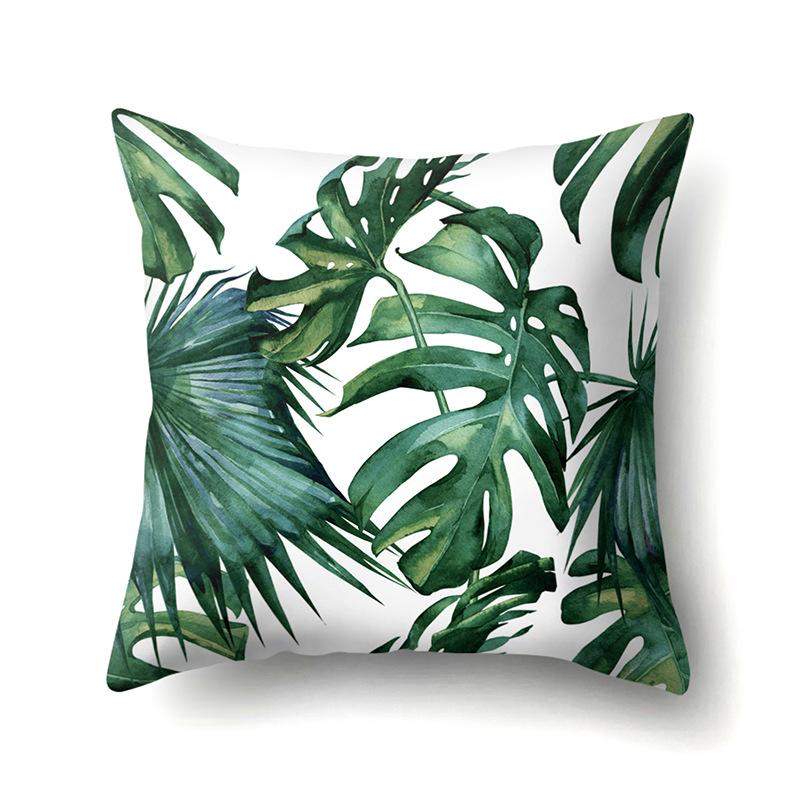 Polyester Pillowcase Nordic Ins Style Plant Flower Print Peach Leather Velvet Pillowcase Car Waist Cushion Cover