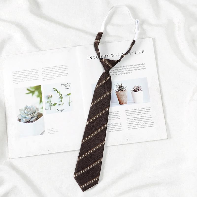 

Коричневый кофейный полосатый ретро-галстук для женщин, повседневный аксессуар ручной работы, вдохновленный стилем японского колледжа