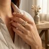 Classic Gold Color Wide Opening Ring for Women Luxury Bright Zirconia Adjustable Finger Ring Engagement Wedding Jewelry Gift