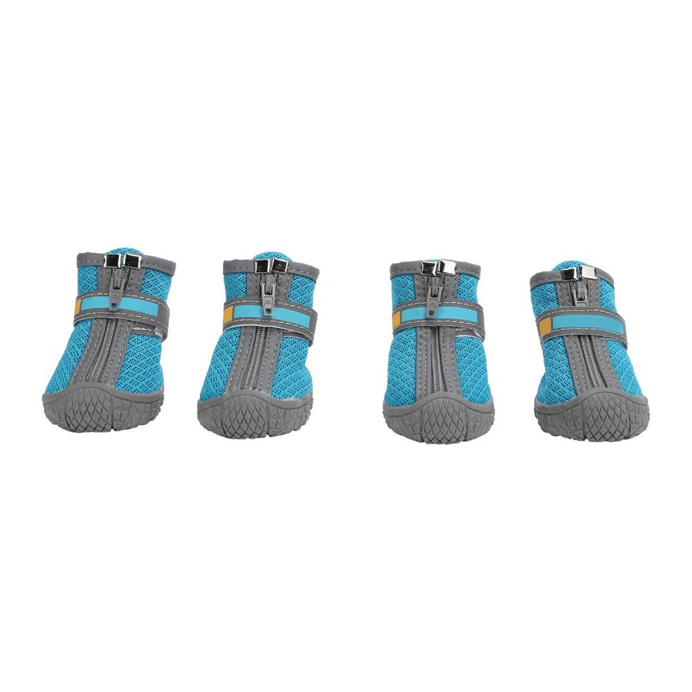 4pcs Mesh Holes Dog Booties Non Slip Sole Pet Paw Covers Adjustable Fit Puppy Shoes Dirt Prevention