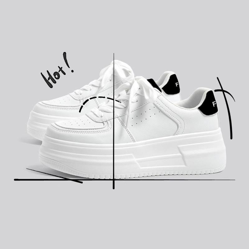 Platform white shoes women's 2025 spring new women's shoes heightened versatile casual sports shoes sub-board shoes popular muffin