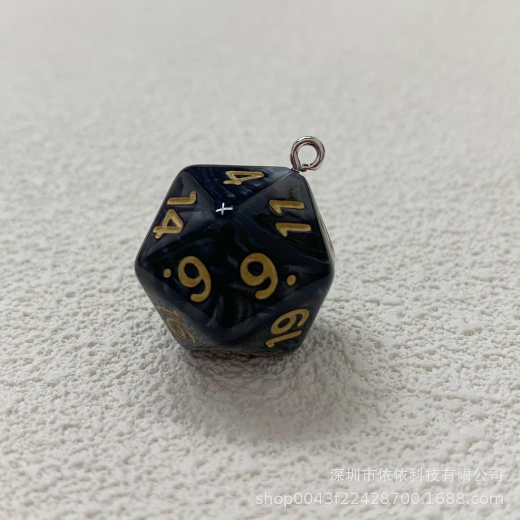Manufacturer's real shot 20-sided sieve dice transparent solid color multi-sided dice bag pendant earrings keychain DIY accessories