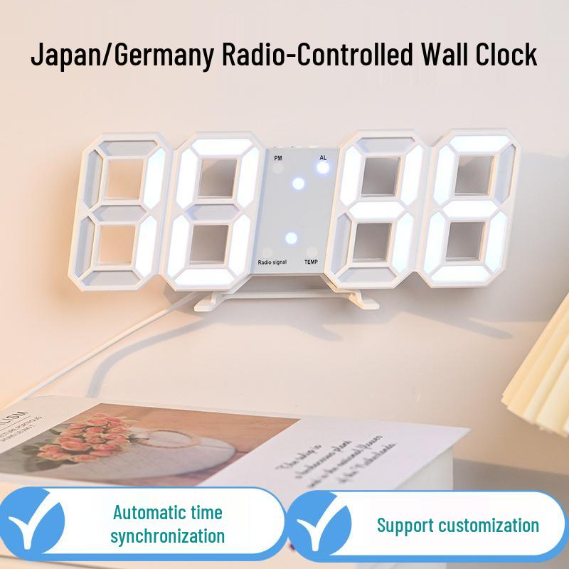 3D Stereo LED Digital Wall Clock with German & Japanese Radio Calibration