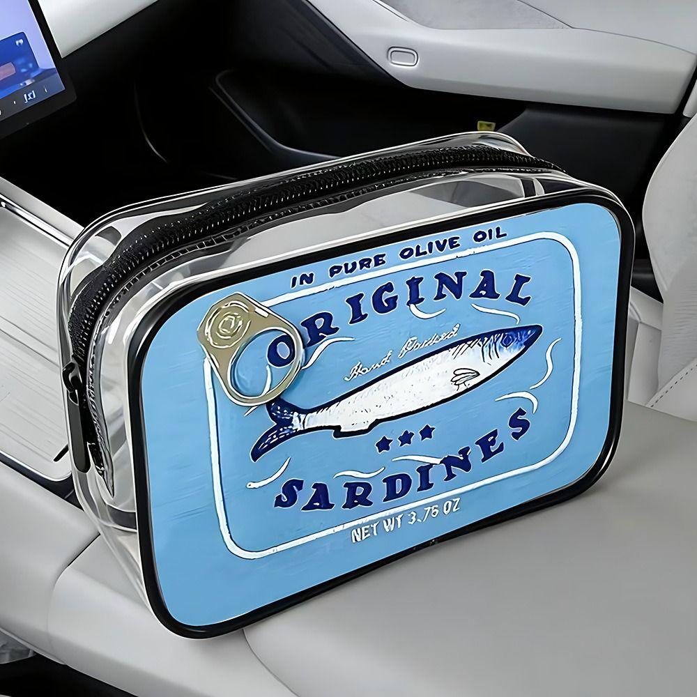 PVC Canned Sardines Makeup Bag Waterproof Zipper Closure Sardine Tin Fish Cosmetic Bag Portable Pencil Case Pouch for Women