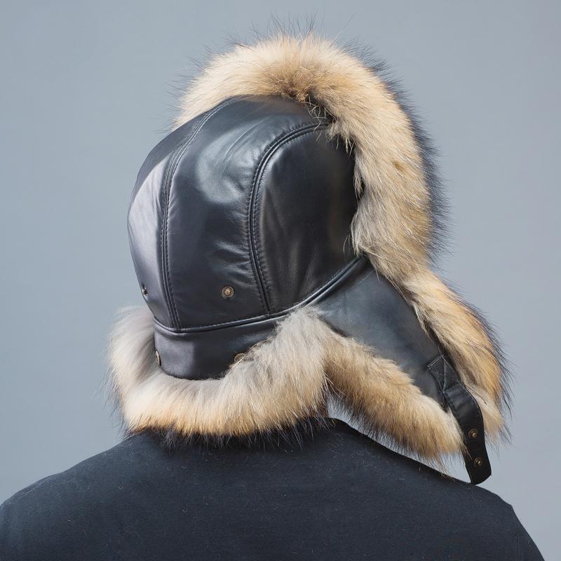 winter men real fox fur hats russian fashion silver fox fur cap protect ear warm high quality bomber hat