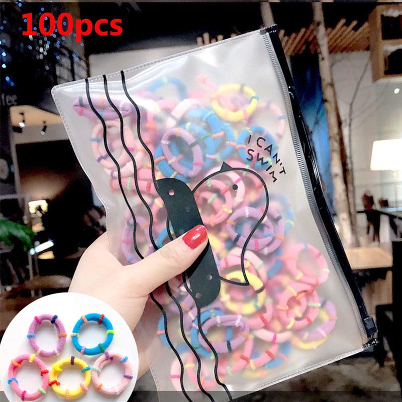 Elastische Haargummis Stirnband Klein Hohe Qualität Haaraccessoires Nylon 50/100 Stück/Set Beliebt Kinder Pferdeschwanzhalter Kinder Mädchen Bunte Perlen