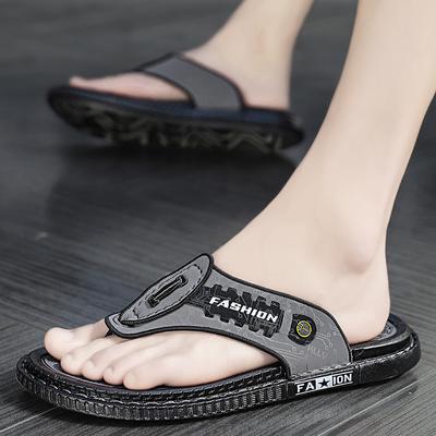 Flip Flops Men Shoes Outdoor Fashion PU Leather Flat Shoes Summer Beach Holiday Shoes Size 38-44 Outdoor Breathable Casual Shoes