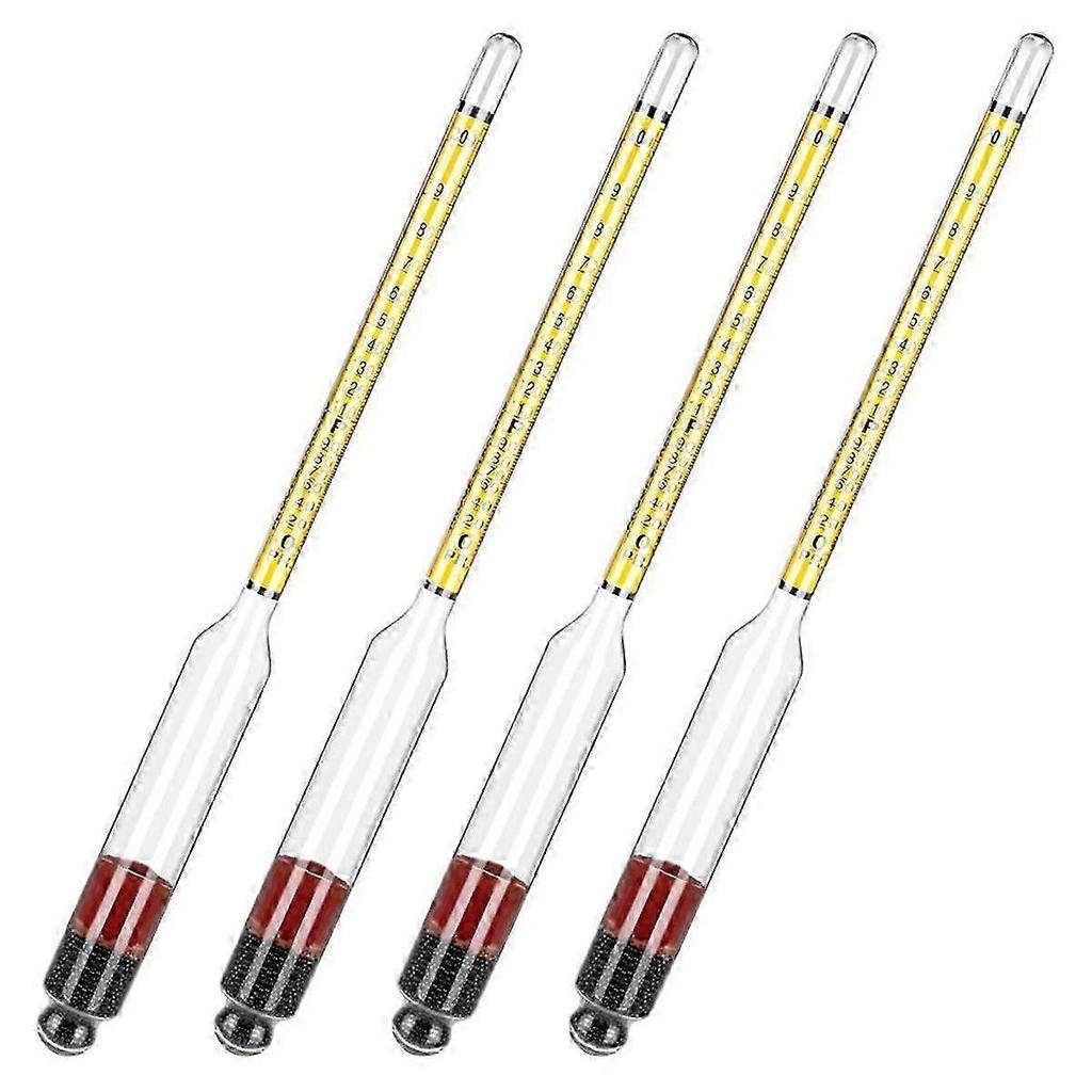 4Pcs Hydrometer Alcohol, Alcohol Meter for Distilling Alcohol 0-200 Proof & 0-100 Tralle, Specific Hydrometer hwyno.332
