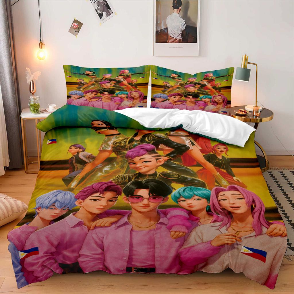K-Pop Dämonenjäger Bettwäsche-Set für Fan-Kinder Maschinenwaschbar Langlebig King Queen Einzelgröße für K-Pop Mädchen Heim Schlafzimmer Dekor