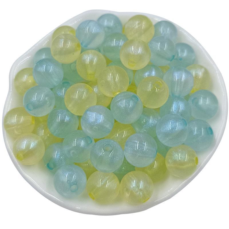 50Pcs Round Fluorescent Scattered Beads Fashion Pendant Bracelet Necklace Two-color Group Acrylic Handmade Materials 10mm Jewelry Making