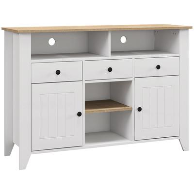 Kitchen Sideboard TV Stand for 50-Inch Televisions with 3 Drawers 2 Doors 120x38x81.5 Cm White