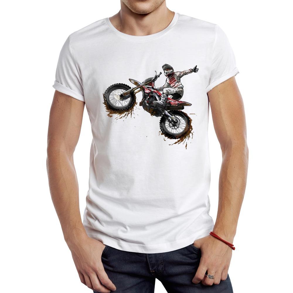 Vintage Dirty Motorcycle Men T Shirt Casual Cool Rider Male Tops Hipster Retro Motocross Printed Tee